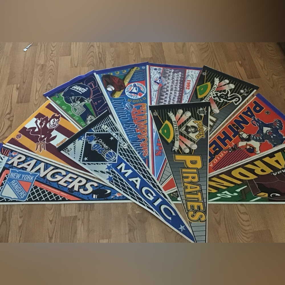 Assorted Vintage Sports Team Pennants